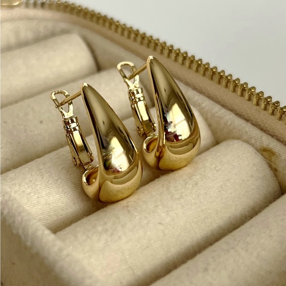 Drop Earrings 14k Gold Plated Modern Earrings - Picture 4 of 10